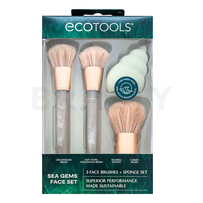 Ecotools Brochas Maquillaje Esponja Sea Gems Estuche 4 Piezas