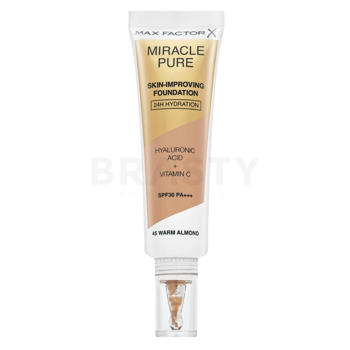 Max Factor Miracle Pure Skin-Improving Foundation 24h Hydration Spf30 45-Warm Almond 30ml