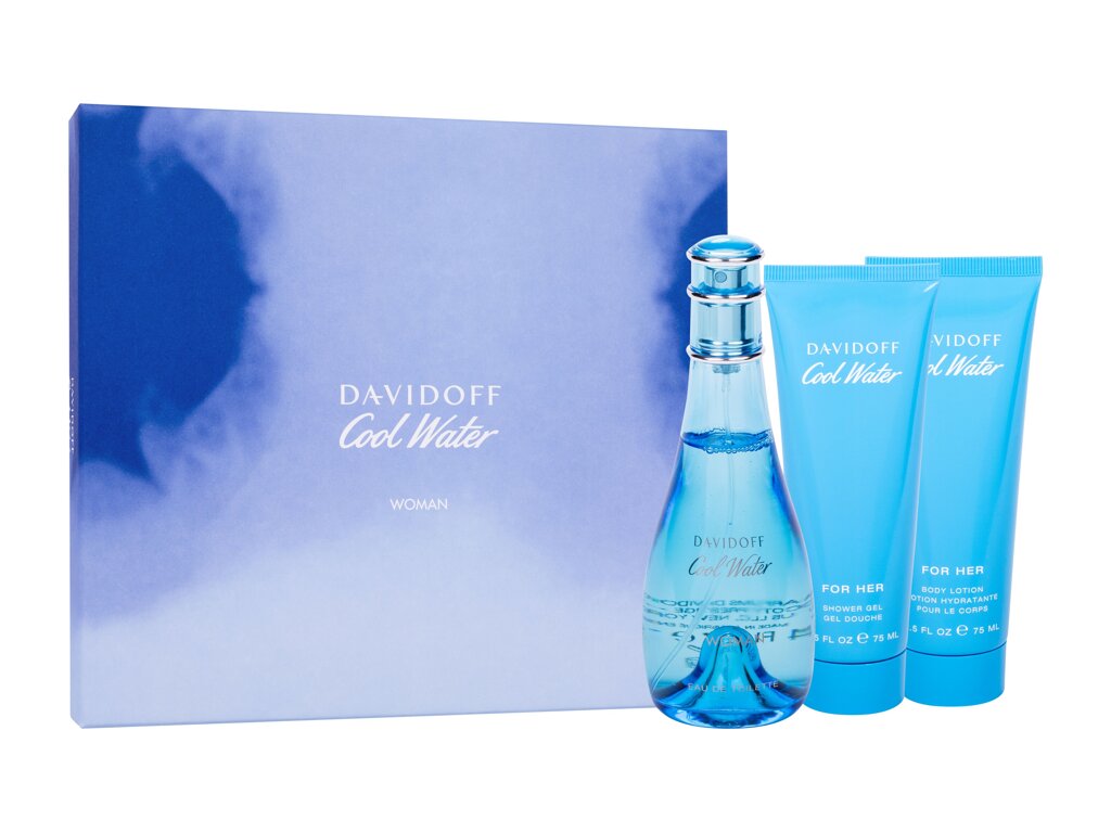 Davidoff Cool Water Woman Gift Set 100ml EDT + 75ml Body Lotion + 75ml Shower Gel