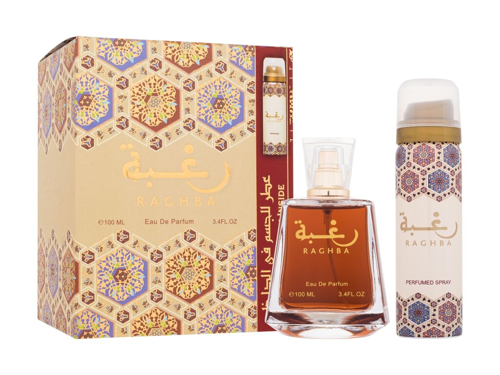 Lattafa Perfumes Raghba Geschenk-Set 100ml EDP + 50ml Deodorant Spray Lattafa Perfumes Raghba Geschenk-Set 100ml EDP + 50ml Deodorant Spray